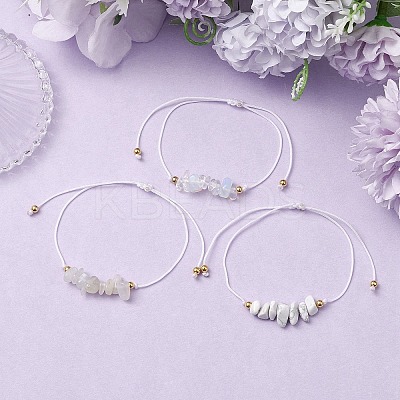 3Pcs 3 Styles Gemstone Braided Bead Bracelets BJEW-JB11146-07-1