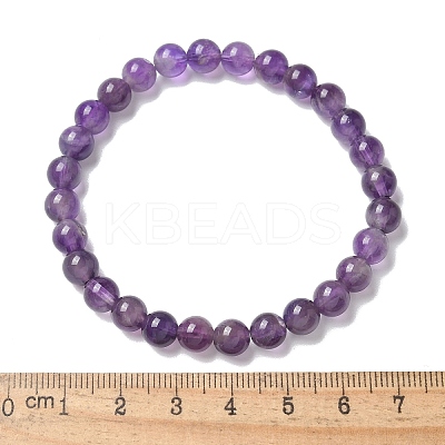 Natural Amethyst Bead Stretch Bracelets BJEW-K212-A-034-1