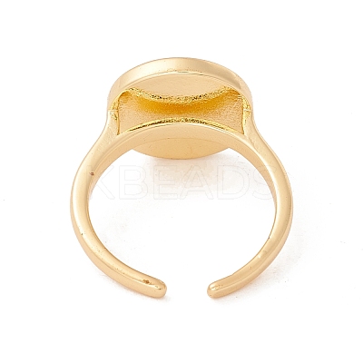 Shell Flat Round Open Cuff Ring RJEW-P030-03G-1