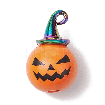 Halloween theme Wood with Alloy Pendant PALLOY-JF02657-01-1