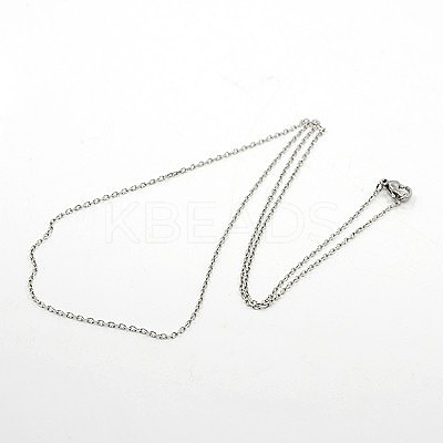 Non-Tarnish 304 Stainless Steel Cable Chain Necklaces NJEW-H433-1mm-03P-1