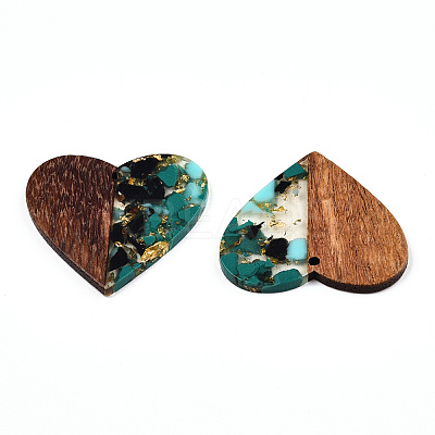 Transparent Resin & Walnut Wood Pendants RESI-TAC0017-73-A02-1
