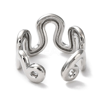 Rack Plating Brass Twist Wave Open Cuff Rings for Women RJEW-Q777-07P-1