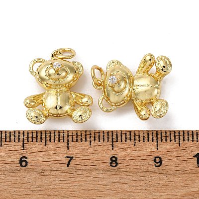 Brass Micro Pave Cubic Zirconia Pendants KK-P308-19G-1