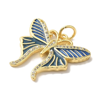 Brass Enamel Micro Pave Cubic Zirconia Pendants KK-Z042-09G-03-1