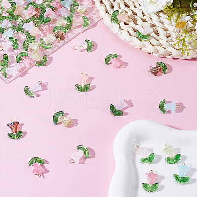 70Pcs 7 Colors Glass Pendants PALLOY-HY00107-1