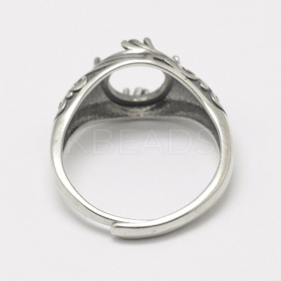 Adjustable Thailand 925 Sterling Silver Solitaire Ring Settings STER-P033-31AS-1