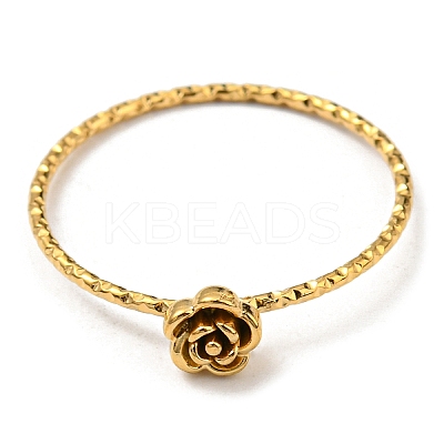 Ion Plating(IP) 304 Stainless Steel Rose Flower Finger Ring RJEW-P090-01G-1