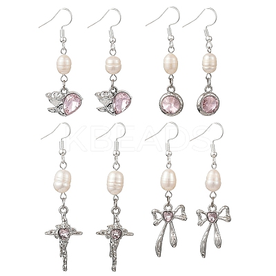 Alloy Glass Dangle Earrings EJEW-JE07367-1