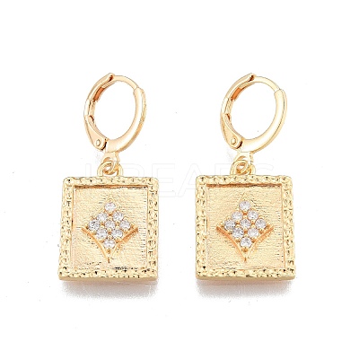 Clear Cubic Zirconia Rectangle Dangle Leverback Earrings EJEW-N012-98-1