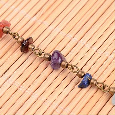 Chakra Handmade Gemstone Chip Beads Brass Chains for Necklaces or Bracelets Making AJEW-JB00215-01-1