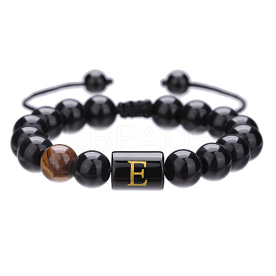 Adjustable Natural Tiger Eye and Glass Beaded Braided Bead Bracelets for Men Women FS-WGD7D76-05-1