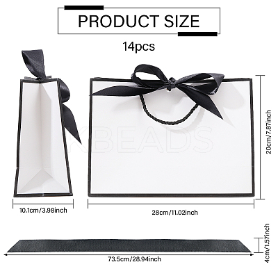 Paper Gift Handle Bags with Silk Ribbon ABAG-WH0044-56-1