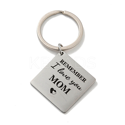 Mother's Day Gift 201 Stainless Steel Word Remember I Love You Mom Keychains KEYC-E040-01P-02-1