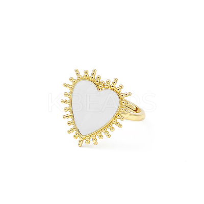 Adjustable Enamel Heart Signet Ring RJEW-K240-01G-1