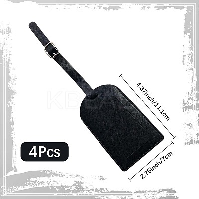 CutHollow 4Pcs PU Leather Luggage Tag OFST-CL0001-01B-03-1