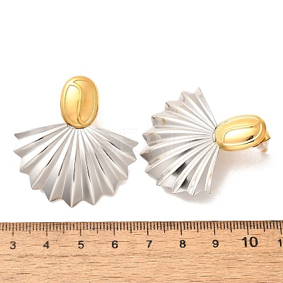 304 Stainless Steel Two Tone Stud Earrings EJEW-F355-04GP-05-1