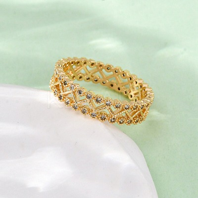 Brass Micro Pave Cubic Zirconia Finger Rings RJEW-C141-03G-1