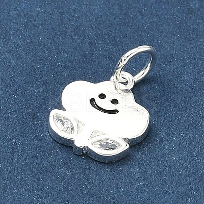 925 Sterling Silver Pave Clear Cubic Zirconia Smiling Face Cloud Flower Charms STER-A051-03S-1