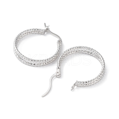 Rhodium Plated 925 Sterling Silver Hoop Earrings X-EJEW-K258-14P-1