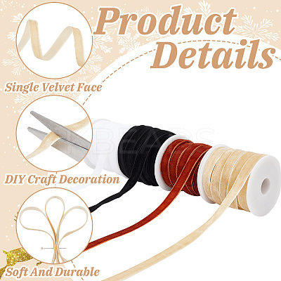 40 Yards 4 Colors Single Face Velvet Ribbon with 4Pcs Plastic Empty Spools SRIB-HY0001-09A-1