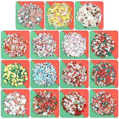 128G Christmas Theme Handmade Polymer Clay Cabochons CLAY-FS0001-51-1