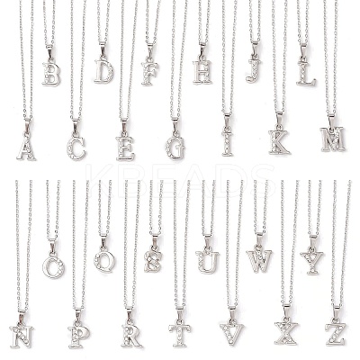 Alloy Rhinestone Letter Pendant Necklaces NJEW-JN04886-1