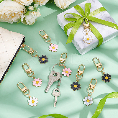 60Pcs 3 Colors Zinc Alloy Enamel Flower Pendant Decorations HJEW-TW0001-01-1