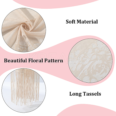 Polyester Lace Tassels Gauze Scarf for Women AJEW-WH20077-040A-1