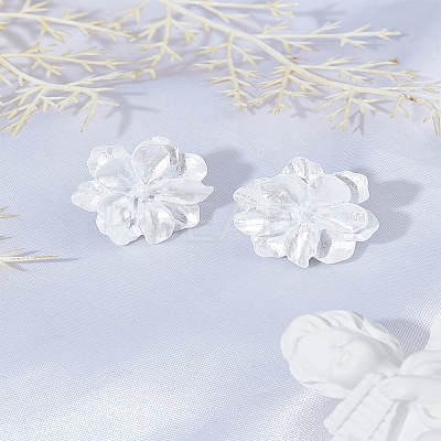 1Pair Flower Resin Stud Earrings EJEW-LP0008-007-1