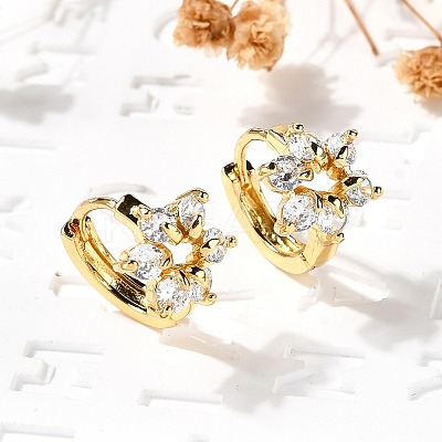Flower Brass Hoop Earrings EJEW-S256-01A-G-1