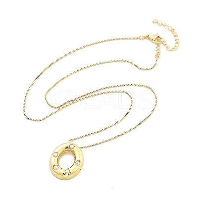 Brass & Plastic Pearl Letter Pendant Box Chain Necklaces for Women LS-NJEW-U017-01G-15-1