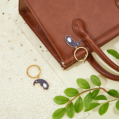 Alloy Enamel Ying Yang Cat Couples Keychain KEYC-WH0025-061-1