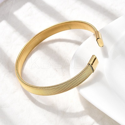 304 Stainless Steel Flat Snake Chains Cuff Bangles for Women BJEW-A067-06G-1