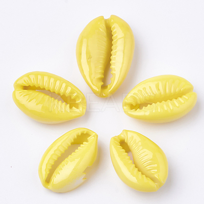 Spray Paint Cowrie Shell Beads X-SHEL-S274-26G-1