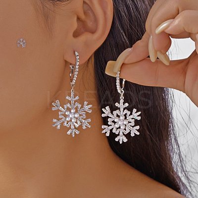 Snowflake Zinc Alloy Enamel Hoop Earrings FS-WG1295B-05-1