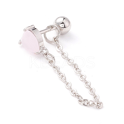 Heart Cat Eye Cartilage Earrings for Women EJEW-A065-11P-1
