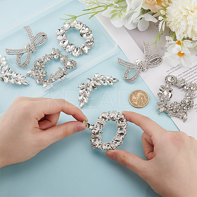 8Pcs 4 Styles Alloy Rhinestone Shoe Decoration FIND-GO0002-26-1