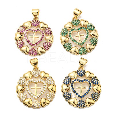 Rack Plating Brass Cubic Zirconia Pendants KK-D026-13G-1