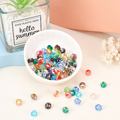 100Pcs 10 Colors Transparent Glass Beads Strands GLAA-TA0001-40-1