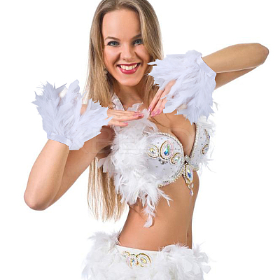 Rooster Feather Trim Clothing Cuffs Decoration AJEW-WH0696-197B-1