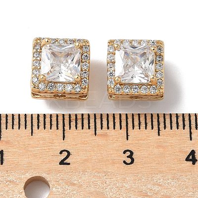 Brass Micro Pave Clear Cubic Zirconia Beads KK-G531-04G-1
