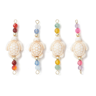 4Pcs 4 Colors Summer Beach Dyed Synthetic Turquoise Connector Charms PALLOY-JF03746-03-1
