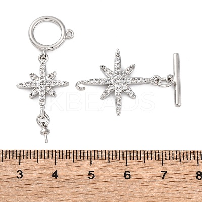 Brass Micro Pave Clear Cubic Zirconia Toggle Clasps KK-H513-09P-1