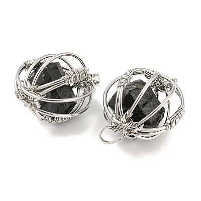 Natural Black Tourmaline Pendants G-H293-03P-02-1
