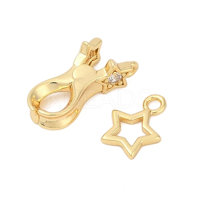 Brass Micro Pave Clear Cubic Zirconia Interlocking Clasps KK-U059-01G-1