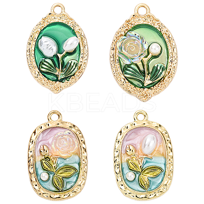 8Pcs 4 Styles Rack Plating Alloy Enamel Pendants ENAM-YW0004-61-1