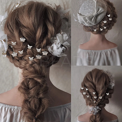 40Pcs 2 Styles Butterfly Alloy Rhinestone Hair Fastener for Women Girls Hairstyling OHAR-ME0001-02-1