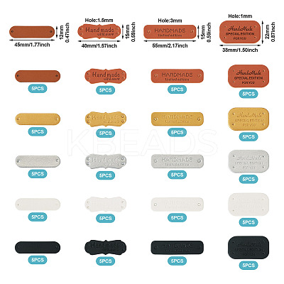 100Pcs 20 Styles PU Leather Label Tags PURS-TA0001-02-1