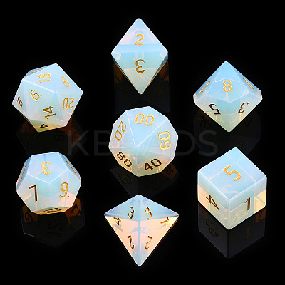 Metal Enlaced Opalite Polyhedral Dice Set G-T122-75A-1